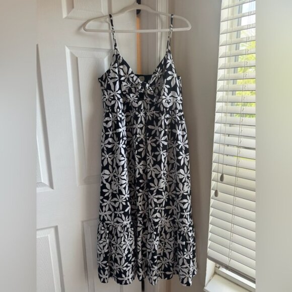 J. Crew Black and White Floral Midi Dress - Picture 1 of 4